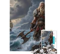 1000 Piece Jigsaw Puzzle for Teenagers Viking Warrior with Axe by The Sea Jigsaw Puzzle 1000 Toy Wall Decor Home Art Decor Stress Reduction Gifts (38x52cm)