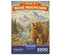 1000 Piece Jigsaw Puzzle for Teenagers Visit Bear Mountains Vintage Puzzle for Adults DIY Toys Difficult Hard Fun at Home Activities, 38x26cm/1000pcs