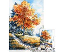 1000 Piece Jigsaw Puzzle for Teenagers Vivid Autumn Path Fun Games Pattern Assembly DIY Toys Artists' Collection, Fine Arts (38x26cm)