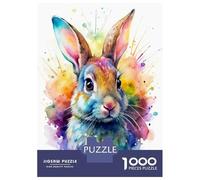 1000 Piece Jigsaw Puzzle for Teenagers Watercolor Rabbit Portrait Adult Puzzles Relax Games Analysis And Logic Christmas Birthday Gifts 52x38cm/1000pcs