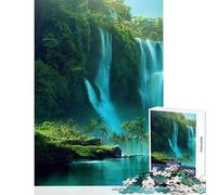 1000 Piece Jigsaw Puzzle for Teenagers Waterfall in Forest Nature Fun Games Difficult Challenge DIY Toys Artists' Collection, Fine Arts (38X52CM)