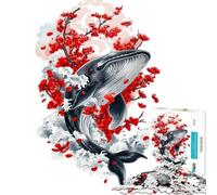 1000 Piece Jigsaw Puzzle for Teenagers Whale And Cherry Blossoms Help The Brain Exercise Birthday Present Toy Wall Decor for And from 14 Years And over (38x26cm)