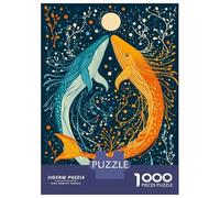 1000 Piece Jigsaw Puzzle for Teenagers Whale Dance Under The Moon Jigsaw for Adults Anti-Stress Toys Birthday Present Christmas Birthday Gifts 52x38cm/1000pcs