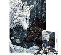 1000 Piece Jigsaw Puzzle for Teenagers White And Black Wolves in Winter Brain Teaser Game Perfect Decoration Home Decoration Toys Fun at Home Activities, (38X26CM)