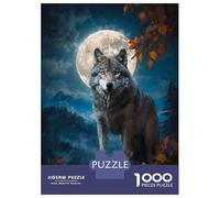 1000 Piece Jigsaw Puzzle for Teenagers Wolf Under Full Moon Jigsaw for Adults Family Games Presents for Women Christmas Birthday Gifts 38x26cm/1000pcs