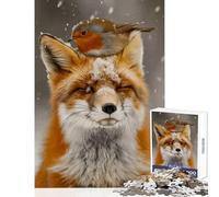 1000 Piece Jigsaw Puzzle Fox And Robin in Winter Puzzle For Teenagers Pattern Assembly Train Your Brain And Hands Gifts for Friends And Family (38x26cm)