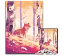 1000 Piece Jigsaw Puzzle Fox in Autumn Forest Minimalist Art Illustration Impossible Jigsaw Puzzles for Adults Brain Teaser Game Interactive Family Game Suitable for Ages 14 1000 PCS(75x50cm)