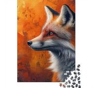 1000 Piece Jigsaw Puzzle, Fox Portrait with Abstract Orange Background, 70x50cm/1000pcs, for Adults, Puzzle Lover Present, Family Activity And Time at Home