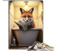 1000-Piece Jigsaw Puzzle Fox Reading Newspaper 1000Pc Adults Jigsaw Puzzle Christmas Halloween Mother's Day New Year Easter Gift (Szie 26x38 cm)