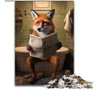 1000-Piece Jigsaw Puzzle Fox Reading Newspaper Puzzles for Adults Relaxing Entertainment, Home Decor (Size 38x26cm)