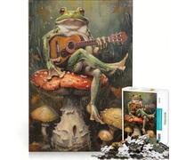 1000 Piece Jigsaw Puzzle Frog Guitar Music Mushroom, Practical Game, Parent-child Interaction, Artists Collection, Fine Art 38x52cm