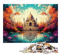 1000 Piece Jigsaw Puzzle,ful psychedelia of Taj Mahal in India Paper puzzle,Suitable for adults and children over 12 years old,Great Gift for Adults。Size: 26X38cm