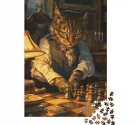 1000 Piece Jigsaw Puzzle, Funny Cat Playing Chess, 38x26cm/1000pcs, for Adults, Shared Puzzle Activity, Weekend Leisure And Time Together