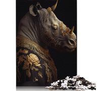 1000 Piece Jigsaw Puzzle Game Artistic Rhino Jigsaw Puzzles for Adults, Woodenboard Puzzles Home Decoration 1000pcs (75x50cm)