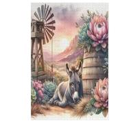 1000 Piece Jigsaw Puzzle Game Donkey for Adults And Kids, Woodenboard Puzzles Home Decoration (78×53cm)