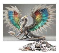 1000 Piece Jigsaw Puzzle Game Feathered Winged Dragon Puzzles for Adults & Paper Jigsaw Great Birthday Present for Adults 38x26cm/1000pcs