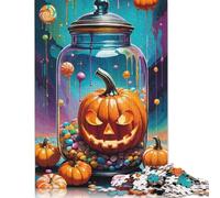 1000 Piece Jigsaw Puzzle Game Halloween Pumpkin Puzzles for Adults & Wooden Jigsaw Great Birthday Present for Adults 1000pcs (75x50cm)