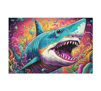 1000 Piece Jigsaw Puzzle Game Shark for Adults And Kids, Woodenboard Puzzles Home Decoration （75×50cm）