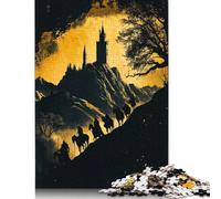 1000 Piece Jigsaw Puzzle Game Silhouetted Riders Approaching Castle Jigsaw Puzzles Paper Jigsaw Educational Toys 38x26cm/1000pcs