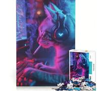1000 Piece Jigsaw Puzzle Gaming Cat, Practical Game, Parent-child Interaction, Artists Collection, Fine Art 38x26cm