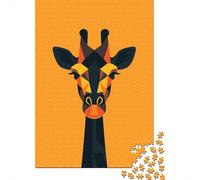 1000 Piece Jigsaw Puzzle, Geometric Giraffe Vector Portrait on Orange, 70x50cm/1000pcs, for Adults, Puzzle Lover Present, Winter Home Activity And Time at Home