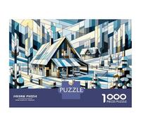 1000 Piece Jigsaw Puzzle Geometric Winter Cabin Scene Adult Jigsaw Puzzle Family Game Perfect Decoration Unique Birthday And Xmas Gifts 52x38cm/1000pcs