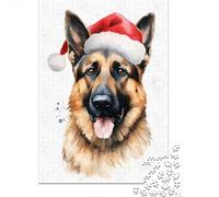 1000 Piece Jigsaw Puzzle, German Shepherd Santa Hat, 70x50cm/1000pcs, for Adults, Shared Puzzle Activity, Quiet Home Time And Time Together