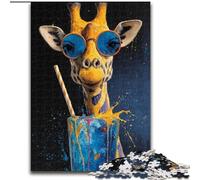 1000 Piece Jigsaw Puzzle Giraffe Drinking A Drink Puzzles for Adults 26X38CM Fun at Home Activities, Birthday Present, Travel Gifts