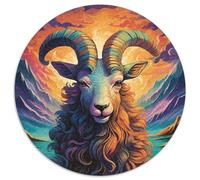 1000-Piece Jigsaw Puzzle Goat In The Sea Wave 1000 Piece Round Jigsaw Puzzles for Adults Brain Teaser, Adult Game, Family Interactive Activity 1000pcs (67.5x67.5cm)