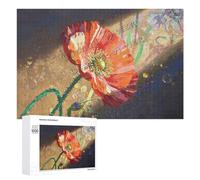 1000 Piece Jigsaw Puzzle - Golden Abstract Poppy Design for Adults - Mindfulness and Relaxation Activity with Decorative Floral Art