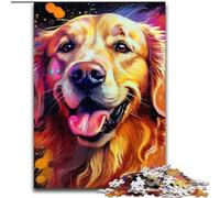 1000 Piece Jigsaw Puzzle Golden Retriever Made of Wood, High-Difficulty Brain Teaser for Teenagers 50x75cm for Home Decor, Brain Training