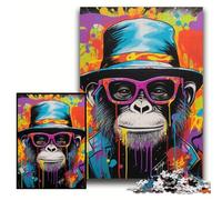 1000-Piece Jigsaw Puzzle Graffiti Painting Monkey Wooden Jigsaw Puzzles 50x75 cm Perfect for Halloween, Christmas, Birthday Gift