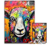 1000 Piece Jigsaw Puzzle Graffiti Painting Sheep Puzzles for Adults Ideal for Lover, Perfect Christmas, New Year, Valentine's Gift 26X38CM/10.23x14.96inch
