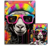 1000 Piece Jigsaw Puzzle Graffiti Painting Sheep Wooden Jigsaw Puzzles for Adults Brain Challenge Gift, Educational Activity for Teenagers 50x75CM/19.68x29.52inch