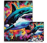 1000 Piece Jigsaw Puzzle Graffiti Painting Whale Jigsaw Puzzles Challenging Brain Teaser for Teenagers, Family Fun Interactive Game 50x75CM/19.68x29.52inch