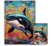 1000 Piece Jigsaw Puzzle Graffiti Painting Whale Puzzles for Adults Ideal for Lover, Perfect Christmas, New Year, Valentine's Gift 50x75CM/19.68x29.52inch