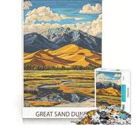 1000 Piece Jigsaw Puzzle Great Sand Dunes National Park, Family Game, Pattern Assembly, with Fully Interlocking Randomly Shaped Pieces 38X52CM
