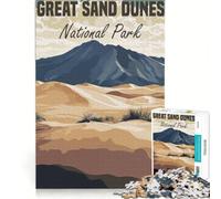 1000 Piece Jigsaw Puzzle Great Sand Dunes National Park Poster, Family Game, Pattern Assembly, with Fully Interlocking Randomly Shaped Pieces 38X26CM