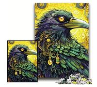 1000 Piece Jigsaw Puzzle Green Crow Wooden Jigsaw Puzzles 50x75 cm Brain Challenge Gift, Educational Activity for Teenagers