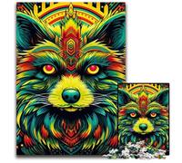 1000 Piece Jigsaw Puzzle Green Raccoon Puzzles for Adults Ideal for Lover, Perfect Christmas, New Year, Valentine's Gift 50x75CM/19.68x29.52inch