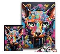 1000 Piece Jigsaw Puzzle Hairless Cat Graffiti Difficult Puzzles for Adults 26x38 cm Perfect for Christmas, Halloween, Easter, New Year