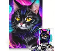 1000 Piece Jigsaw Puzzle Handsome Cat Portrait, Family Game, Pattern Assembly, with Fully Interlocking Randomly Shaped Pieces 50X75CM