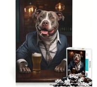 1000 Piece Jigsaw Puzzle Happy XL Bully in The Pub, Family Game, Pattern Assembly, with Fully Interlocking Randomly Shaped Pieces 38X52CM