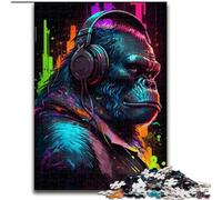1000-Piece Jigsaw Puzzle Headphones Gorilla Jigsaw Puzzle Made of Wood,Perfect for Home & Office Decor, Parties, Birthdays 1000pcs(50x75cm)