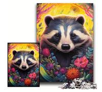 1000 Piece Jigsaw Puzzle Honey Badger Flowers Puzzles for Adults 50x75 cm Ideal for Lover, Perfect Christmas, New Year, Valentine's Gift