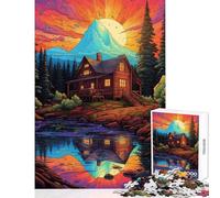 1000 Piece Jigsaw Puzzle House in The Forest Hands-on Game Suitable for Couples Educational Toy with Matching Poster And Trivia Sheet (38x26cm)