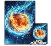 1000 Piece Jigsaw Puzzle Ice And Fire Basketball Wooden Puzzles Stress Reliever Staycation Kill Time, A Work of Art for And Age 14 50X75CM