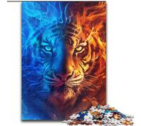 1000 Piece Jigsaw Puzzle Ice And Fire Tiger Jigsaw Puzzles size 50x75cm for Family And Friends, Suitable for Ages 14+