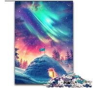 1000-Piece Jigsaw Puzzle Ice Castles Under The Aurora Borealis Jigsaw Puzzles Made of cardboard, for Birthdays, Holidays, And Home Decor 1000pcs(26x38cm)