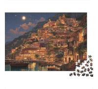 1000 Piece Jigsaw Puzzle Illuminated Hillside Town at Night Adults Enthusiasts Beautiful Scenery Cardboard Family Mindfulness Stress Relief Gift 38x26cm/1000pcs